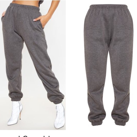PrettyLittleThing Pants - Size 6: Pretty Little Thing Charcoal Casual Jogger